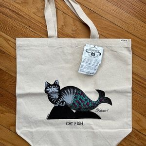 Crazy Shirts | B. Kliban Cat Fish Canvas Tote Bag NWT